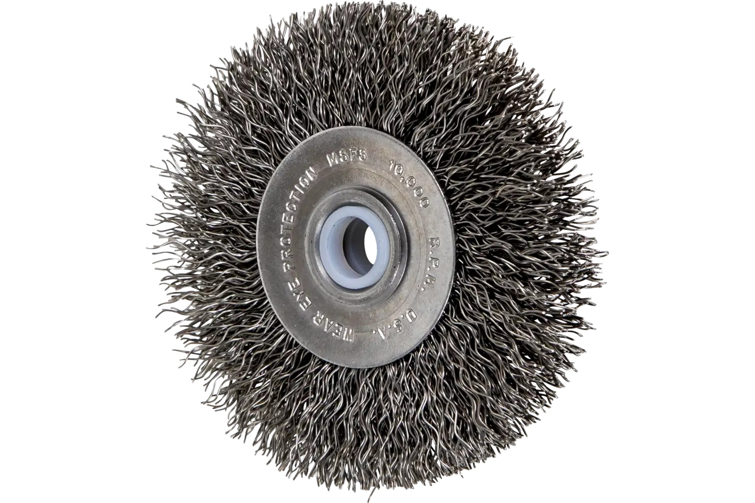 Picture of Pferd Crimped Wire Wheel Brush 3" Dia Narrow Face .014 Carbon Steel 1/2-3/8" Arbor